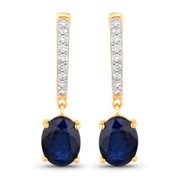 Diana M Jewels Women's Oval Natural Sapphire Stud Earrings (3.24 Ct) - Signature Plus in 14k yellow gold - women's jewelry