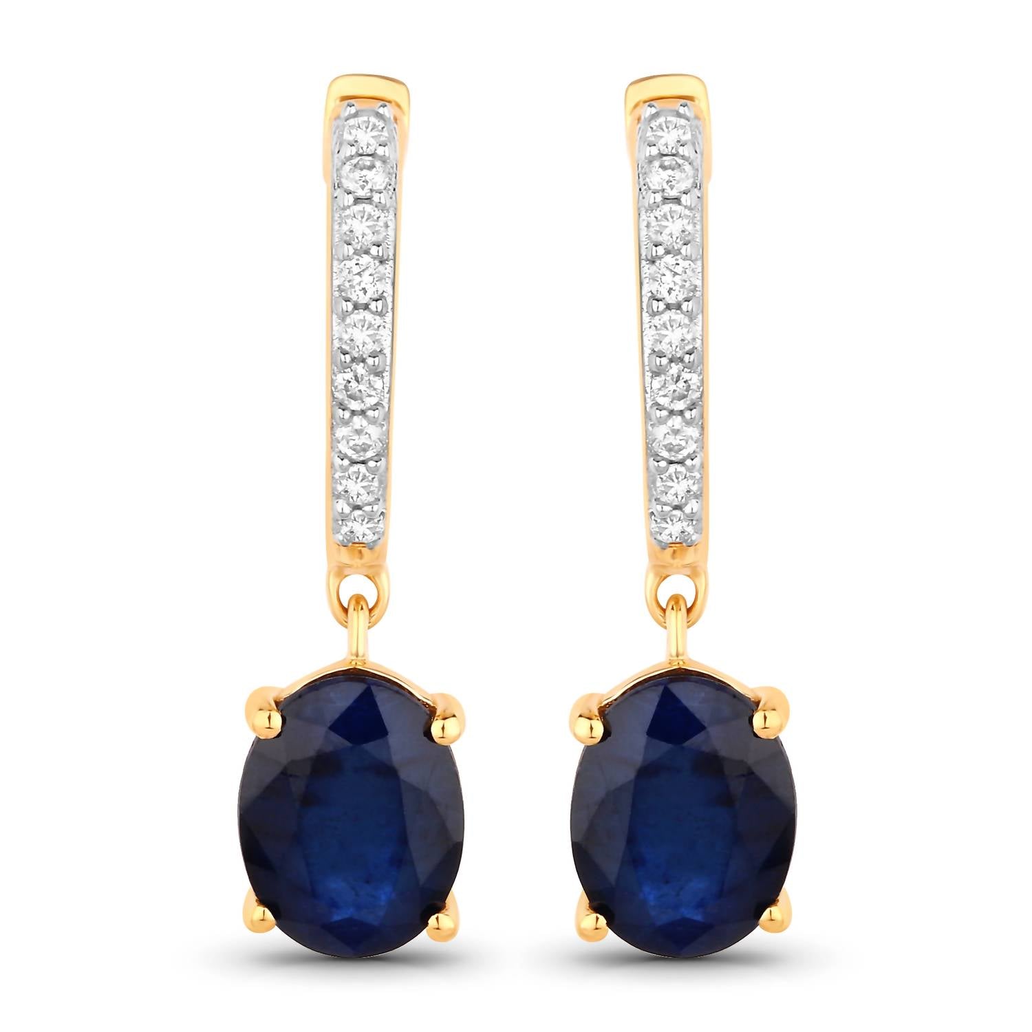 Diana M Jewels Women's Oval Natural Sapphire Stud Earrings (3.24 Ct) - Signature Plus in 14k yellow gold - women's jewelry