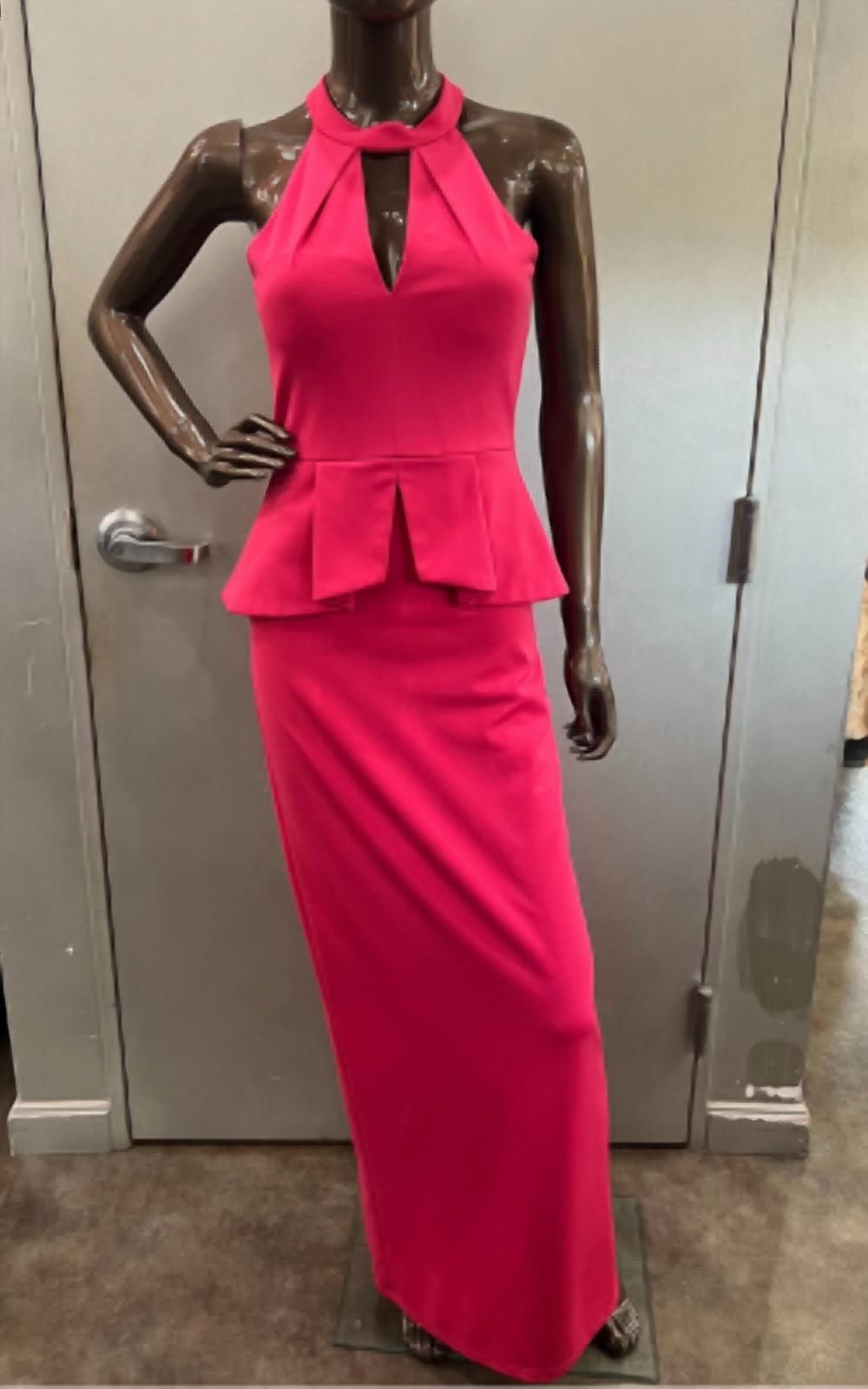 Bariano - Women's Bariano Halter Gown With Peplum