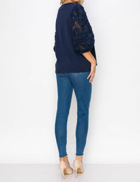 Joh - Pointe Knit Top With Lace