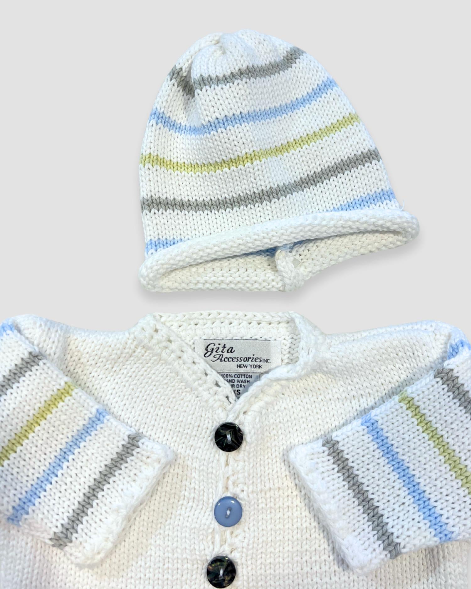 Gita - Boy's 2pc Pastel Stripe Sweater With Hat