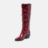 Dolce Vita Women's Mirla Leather Boots in oxblood - women's shoe - detail view
