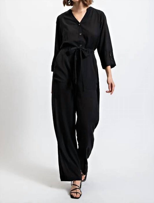 Gigio - Roll Sleeve Waist Tie Jumpsuit