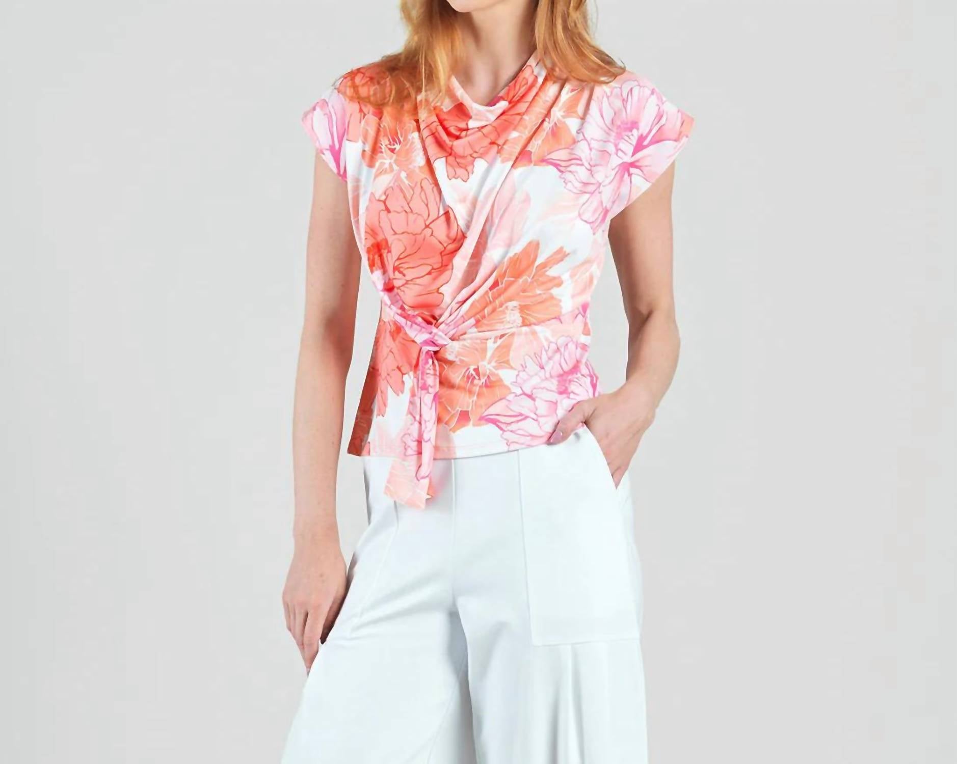 Clara Sunwoo - Floral Soft Knit Drap Neck Top