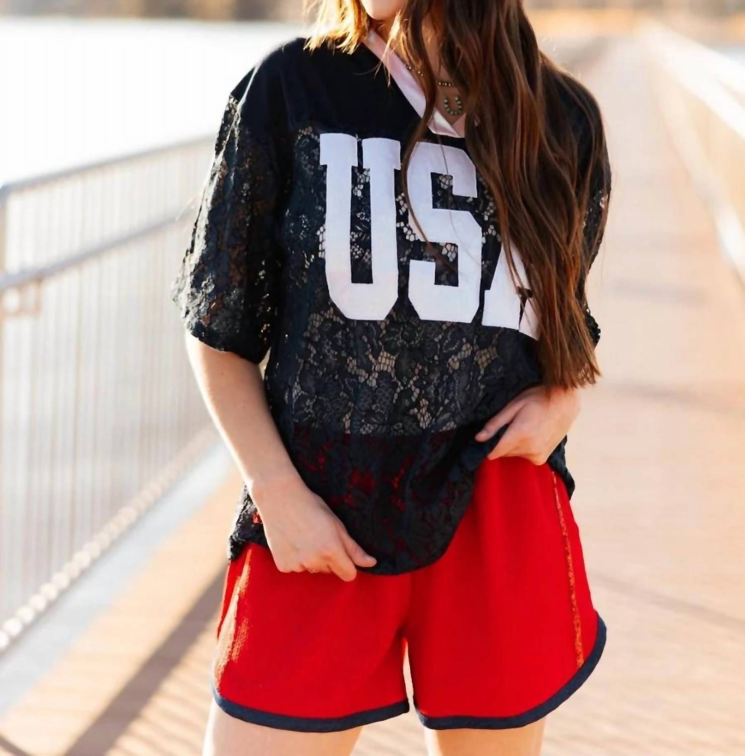 Grace + Emma - Usa Lace Jersey Shirt