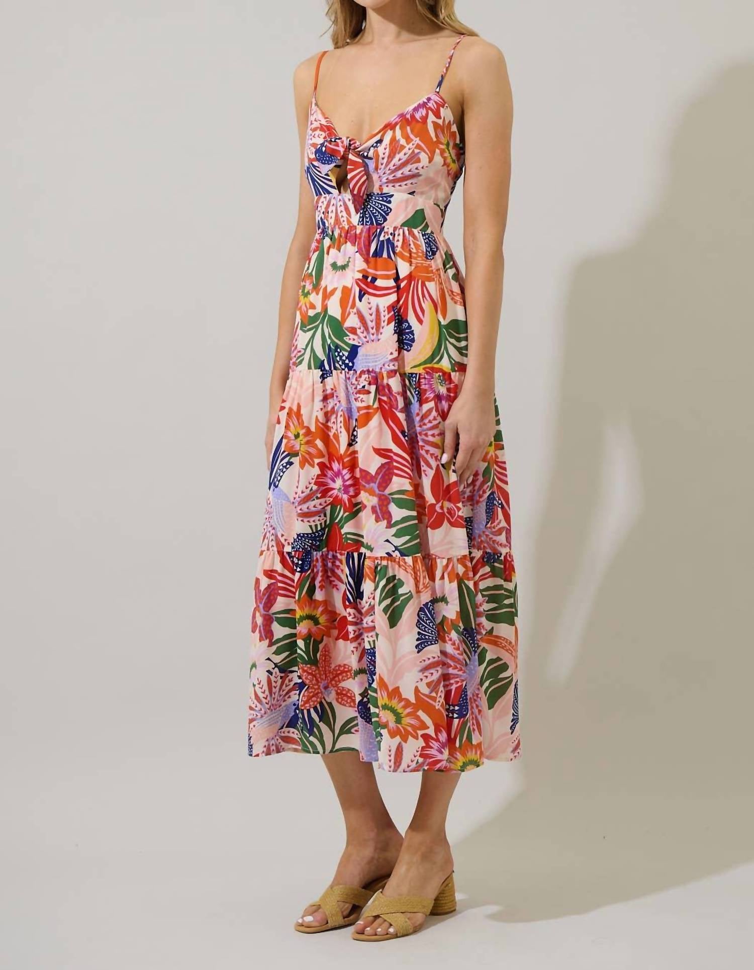 Sugarlips - Hatley Floral Tie Knot Midi Dress