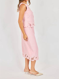 Sadie & Sage Blushing Lace Midi Skirt in pink - women's skirt - detail view