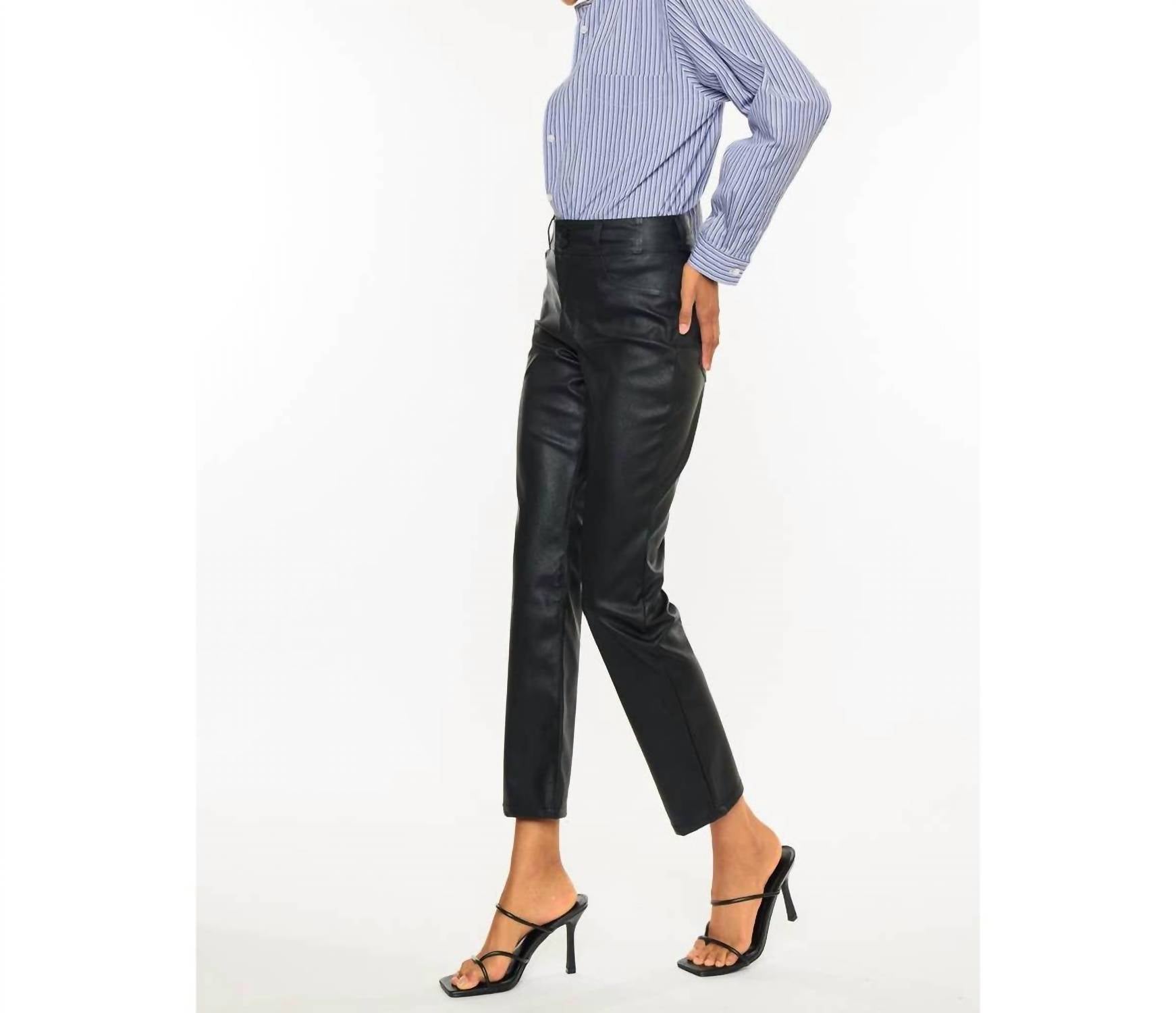 Kancan - High Rise Polyurethane Straight Leg Jeans