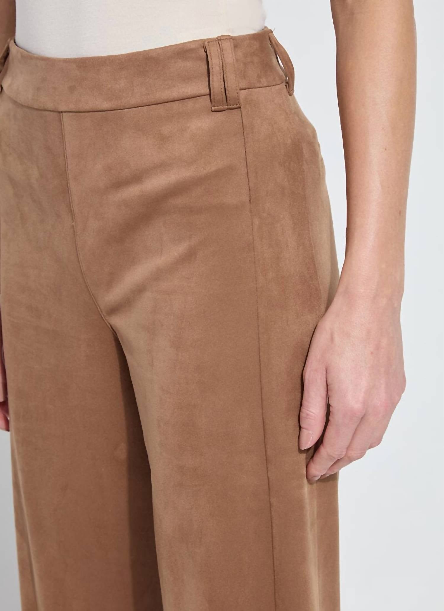 Lysse Vionette Vegan Suede Wide Leg Trouser Pants in camel - women's pants - view 4