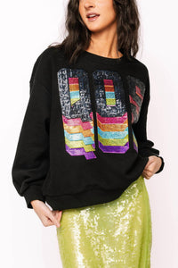 QUEEN OF SPARKLES Rainbow Logo Sweatshirt in black - women's top - view 5