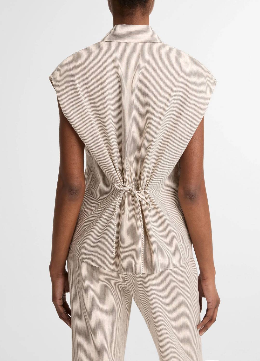 Vince - Ticking Stripe Cap Sleeve Blouse