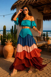 Little Secret Of Mine - Tiered Pleated Maxi Skirt Set