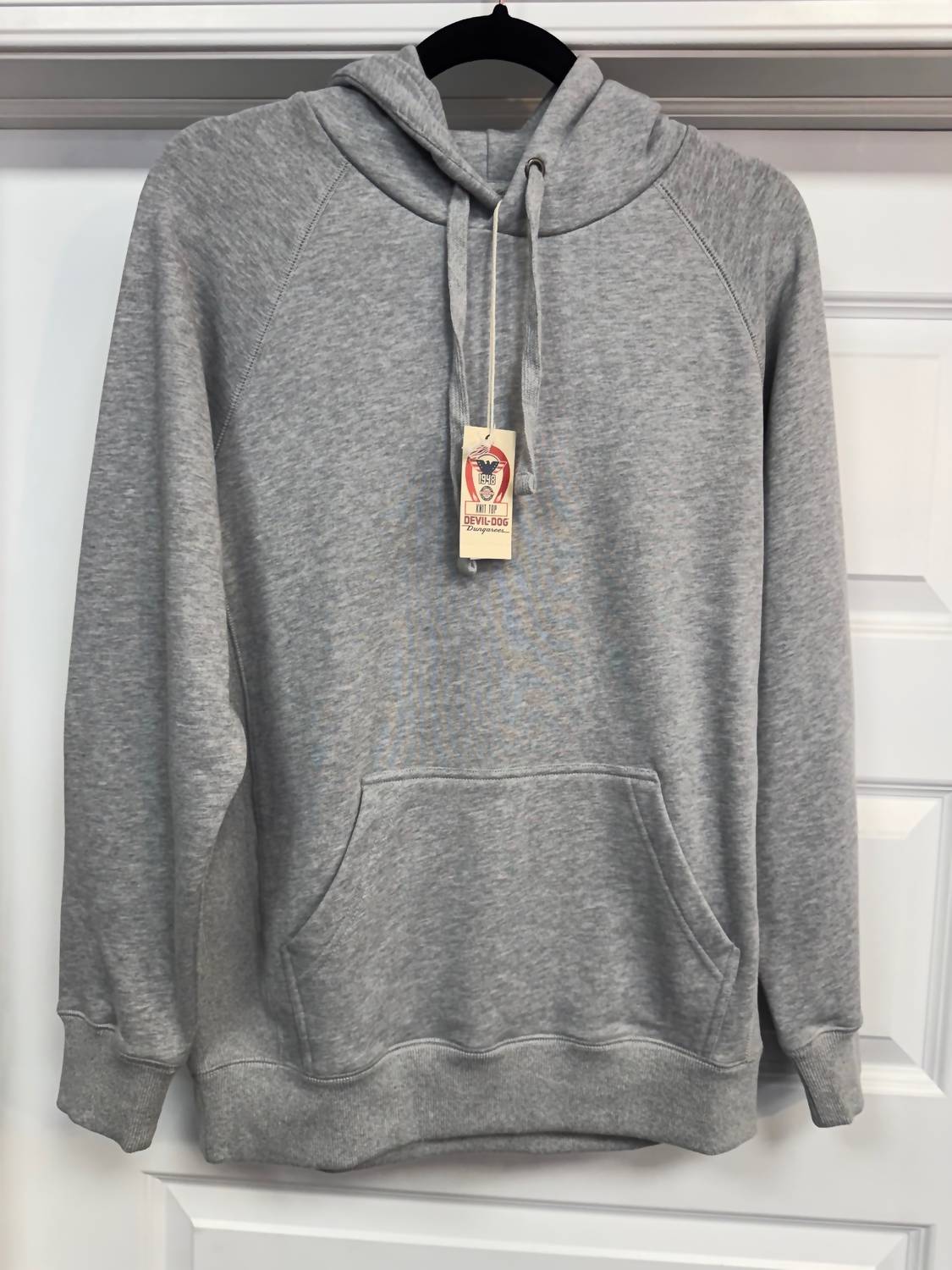 DEVIL-DOG Men's Knit Top Hoodie in grey heather - men's shirt