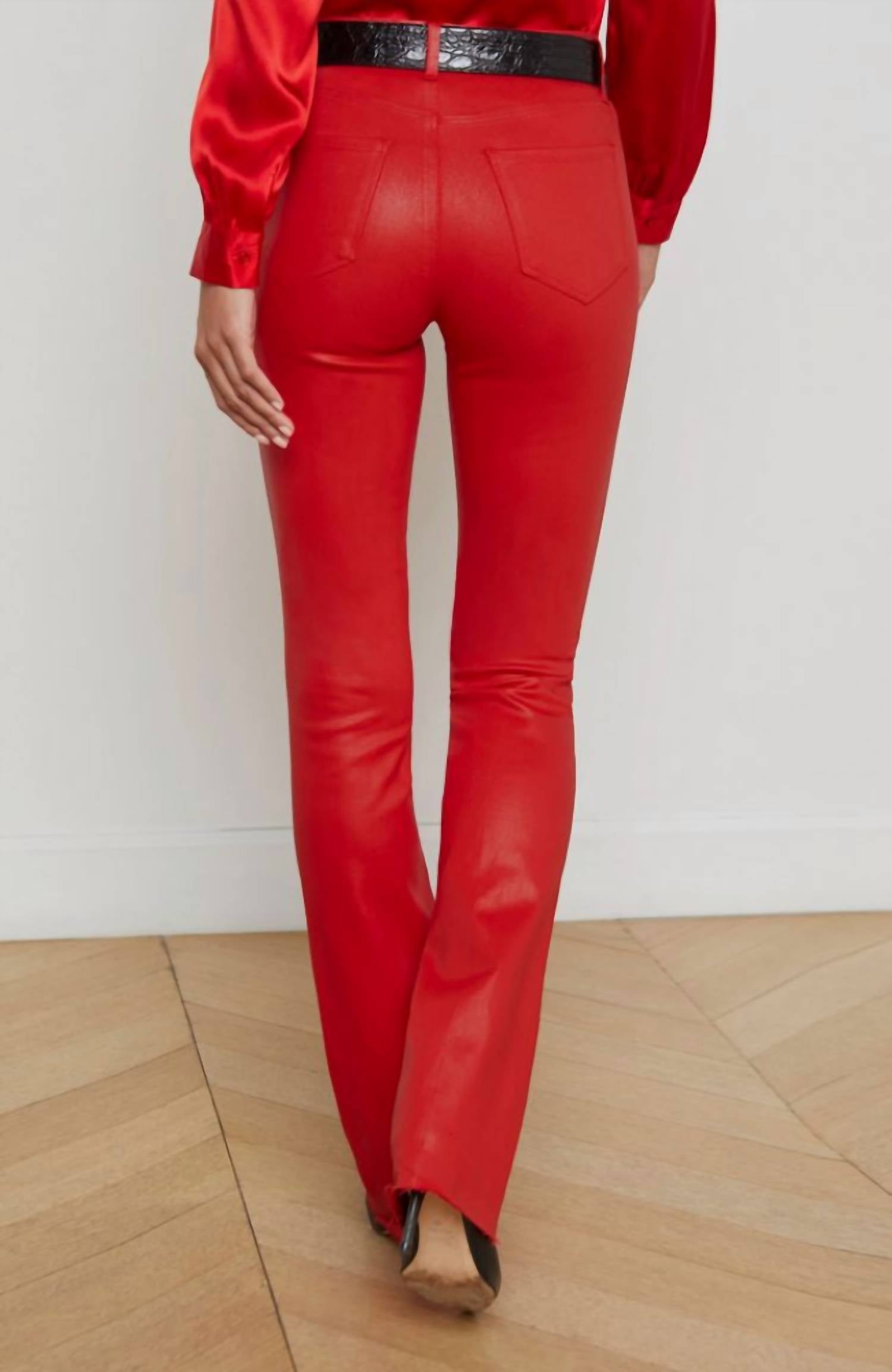L'Agence Ruth Straight Jean in lava red - women's jeans - alternate view