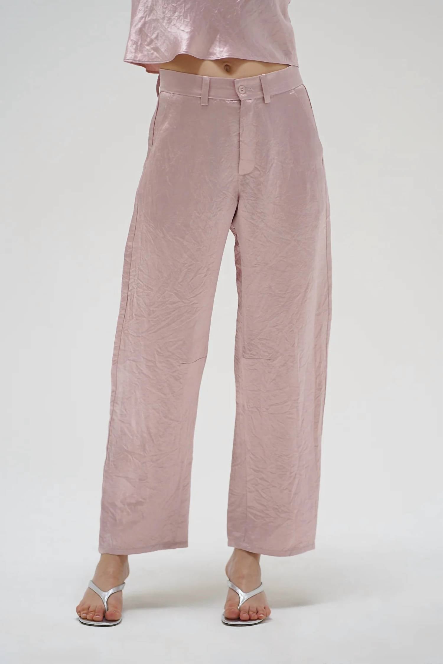 LNA Kait Shine Pant in rosewater - women's pants