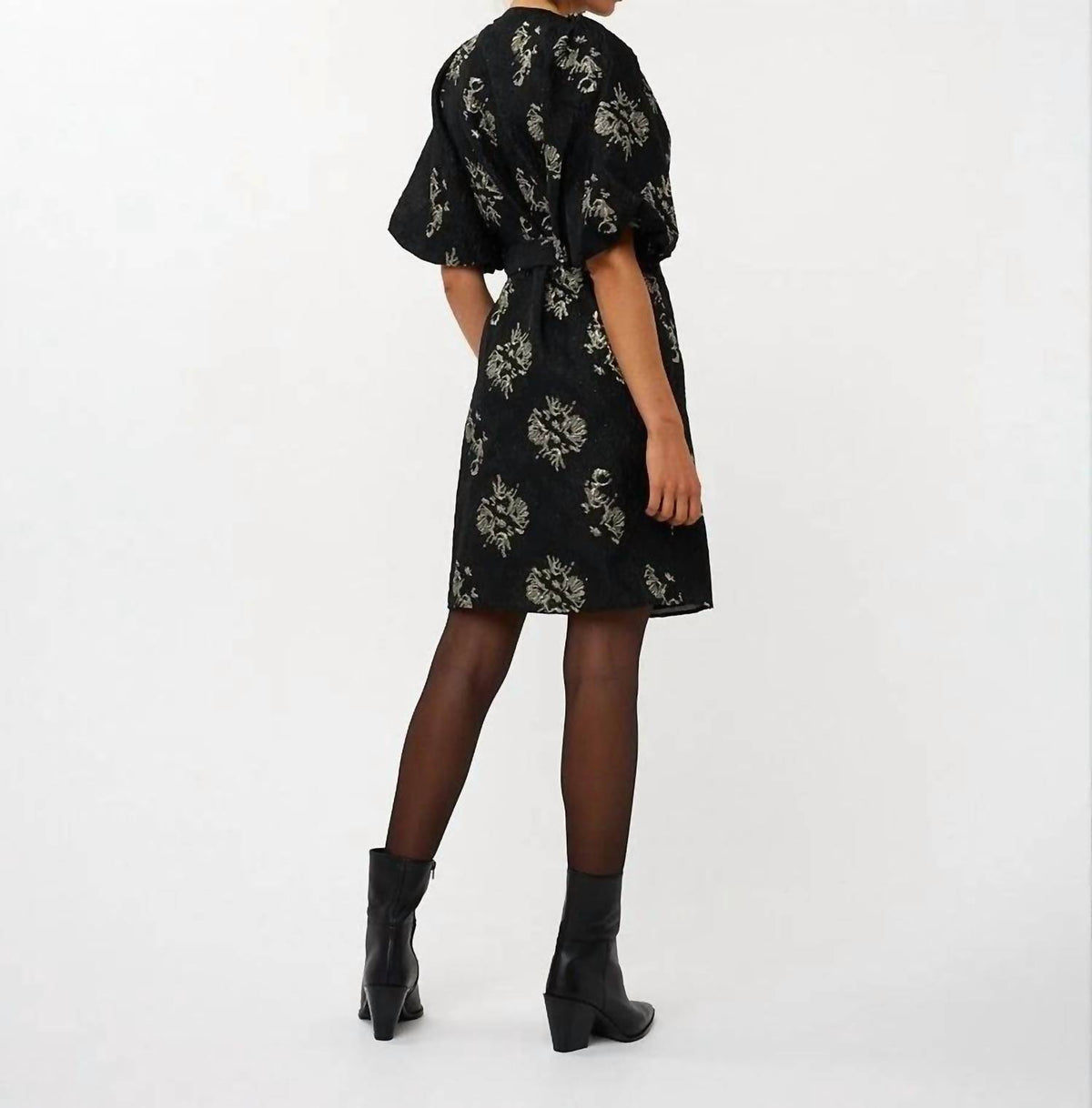 Esqualo - Petra Puff Sleeve Jacquard Mini Dress