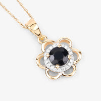 Diana M Jewels Women's Round Natural Blue Sapphire Pendant Necklace (0.94 Ct) - Delicate in 14k yellow gold - women's jewelry - detail view