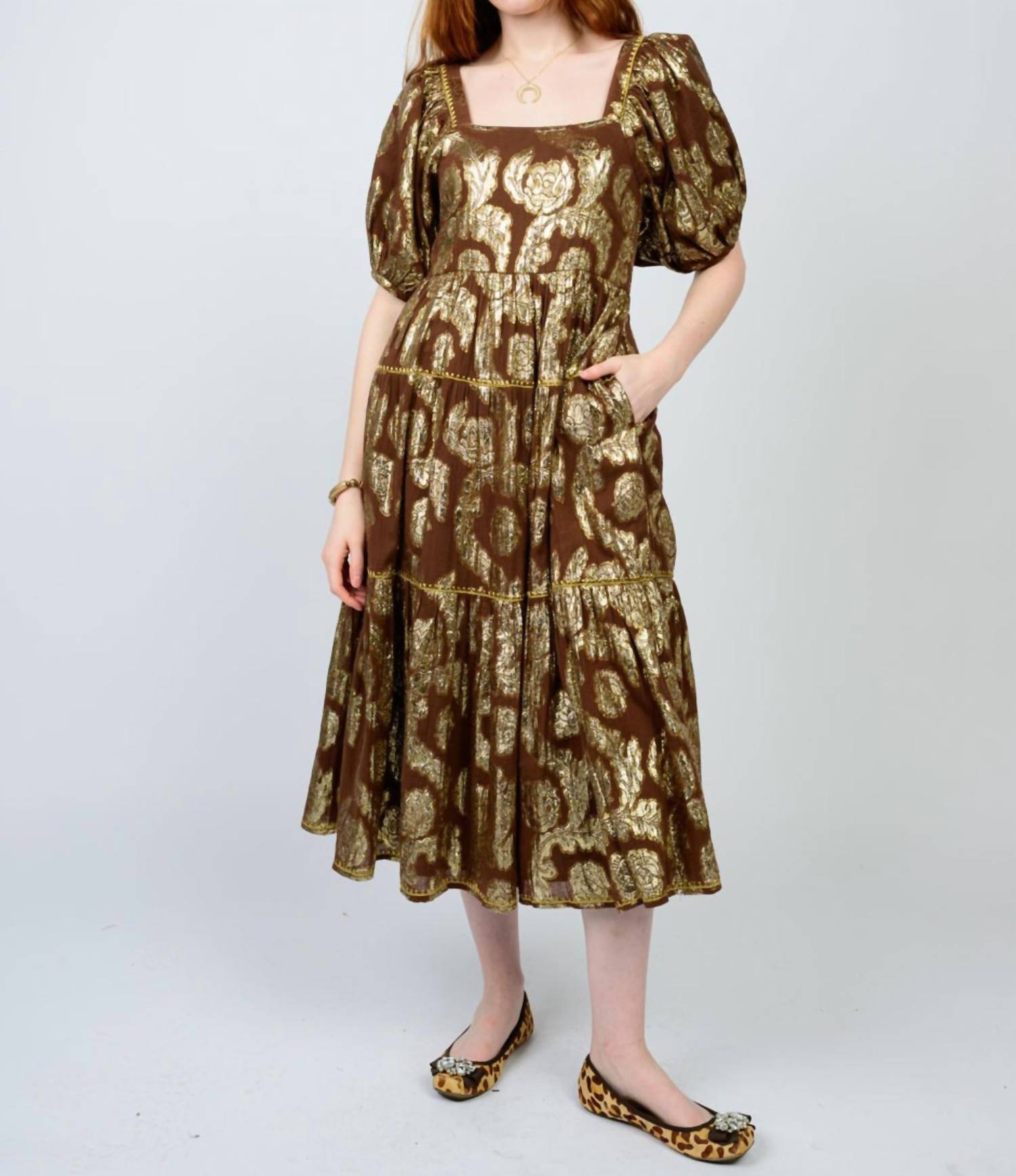Ivy Jane - Metallic Roses Midi Dress