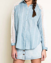 Hayden La - Chambray & Lace Blouse