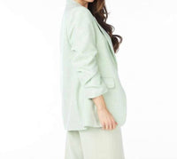 ESQUALO Pietta Linen Look Blazer in pastel green - women's jacket - detail view