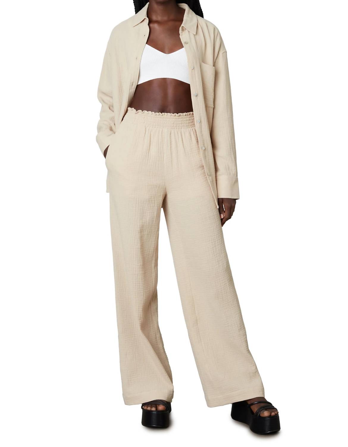 NIA Mallorca Wide Leg Pants in natural - women's pants - alternate view