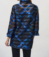 Joseph Ribkoff - Plaid Shirred Collar Jacket