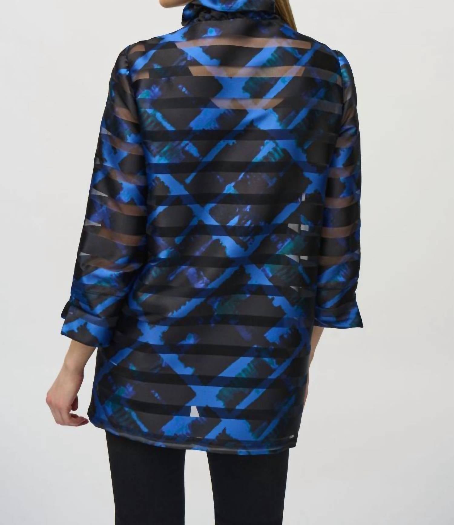 Joseph Ribkoff - Plaid Shirred Collar Jacket