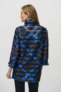 Joseph Ribkoff - Plaid Shirred Collar Jacket
