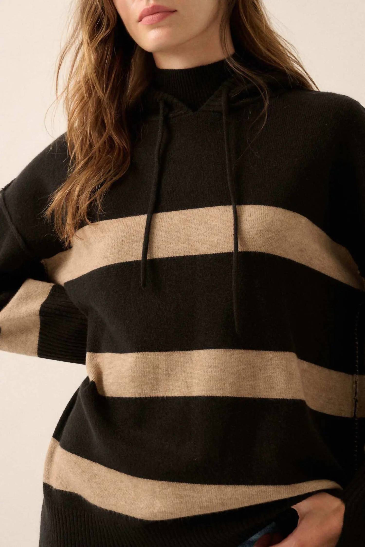 Promesa - Nantucket Sound Striped Mock-neck Hoodie