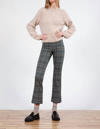 Avenue Montaigne Leo Flare Cut Pants in glen grid - women's pants