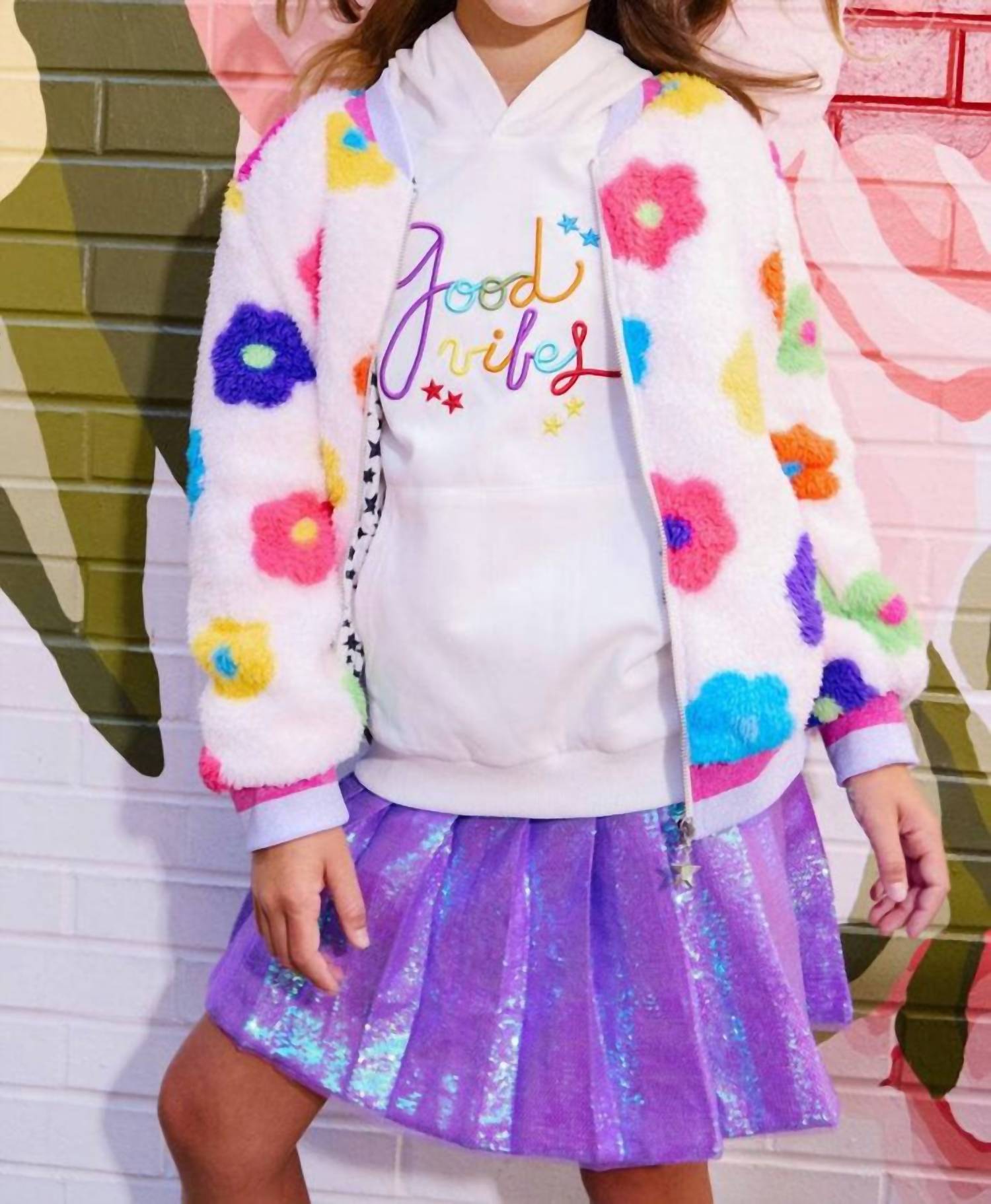 Lola + The Boys Kid's Daisy Bomber in rainbow - item