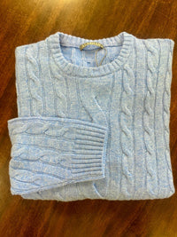 Alashan Cashmere Men's Cable Crew Neck Sweater in dock side - men's sweater