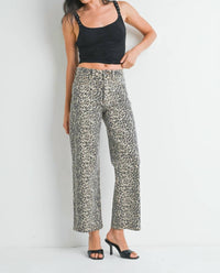 JUST BLACK DENIM Leopard Straight Leg Jeans in brown - women's pants - view 4