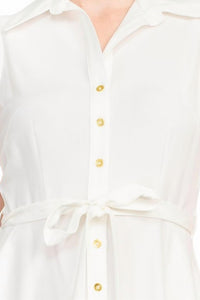 Sharagano - Sleeveless Button Down Collar Shirt Dress