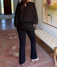 RISEN Noir Nights Mid Rise Flare Jeans in black - women's jeans - alternate view