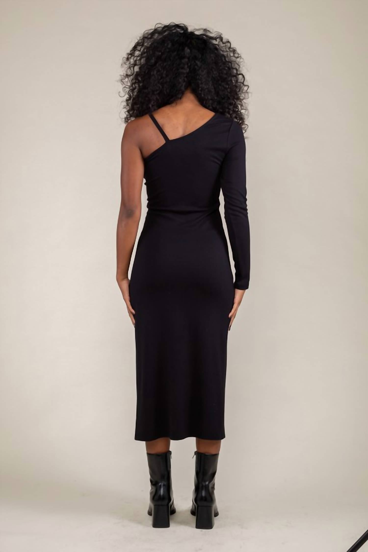 nlt Tari Asymmetrical Dress in black - women's dress - alternate view