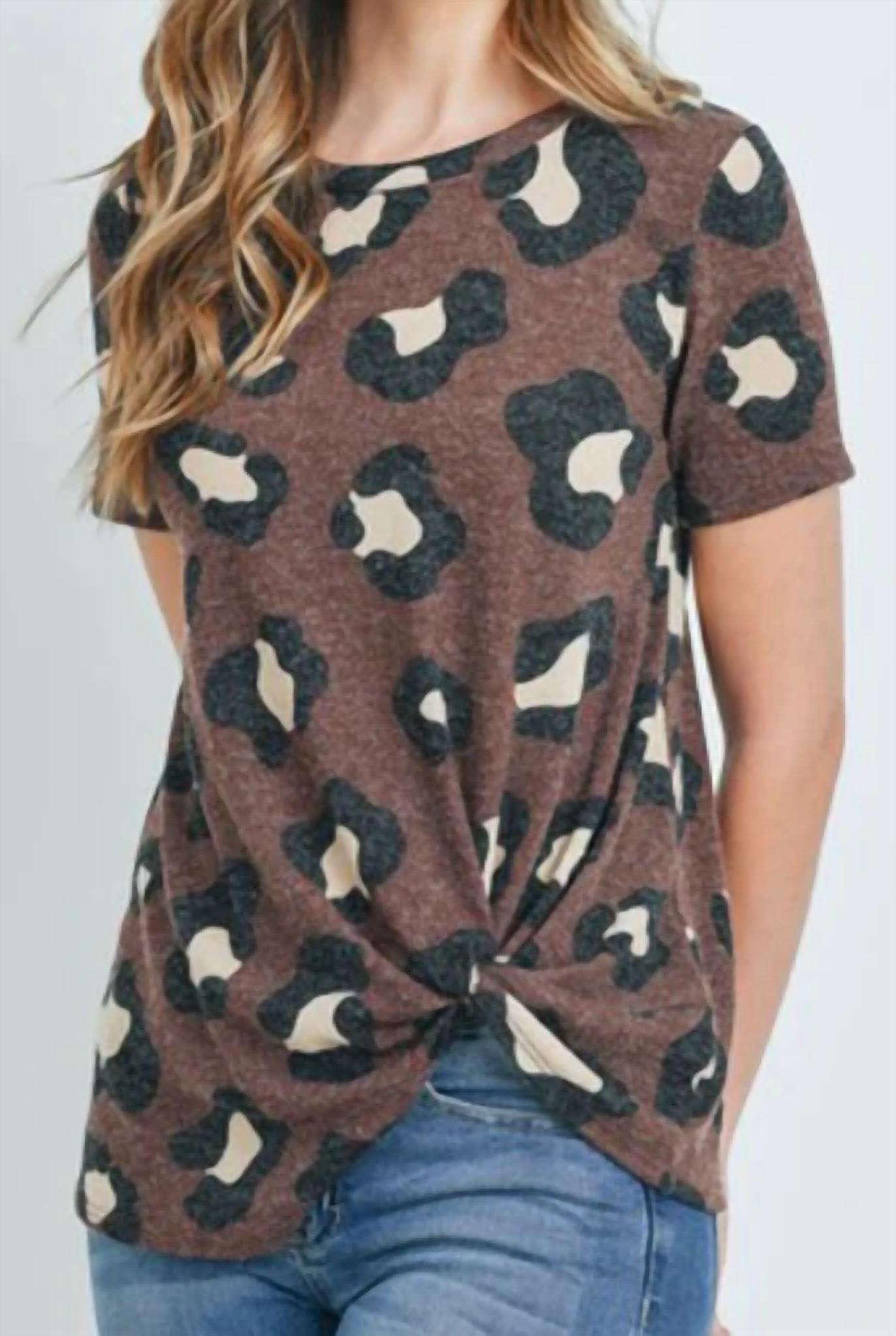 Perfect Peach - Leopard Short Sleeved Tie Knot