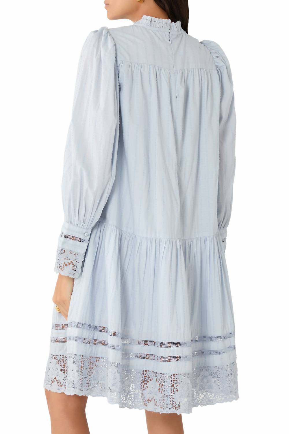 Ulla Johnson Colette Long Sleeve Mini Dress in celeste - women's dress - alternate view
