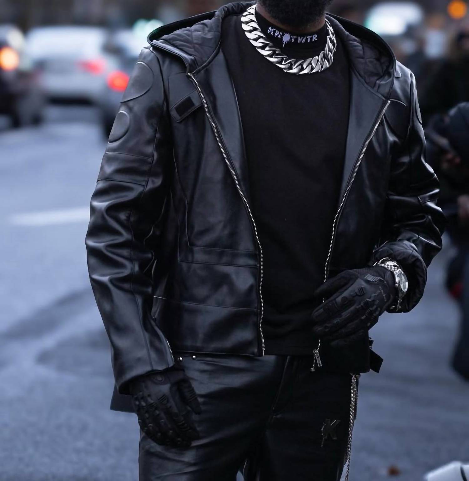 knotWTR Unisex I’m Worth A Lot Leather Jacket With Hood in black - women's jacket - view 8