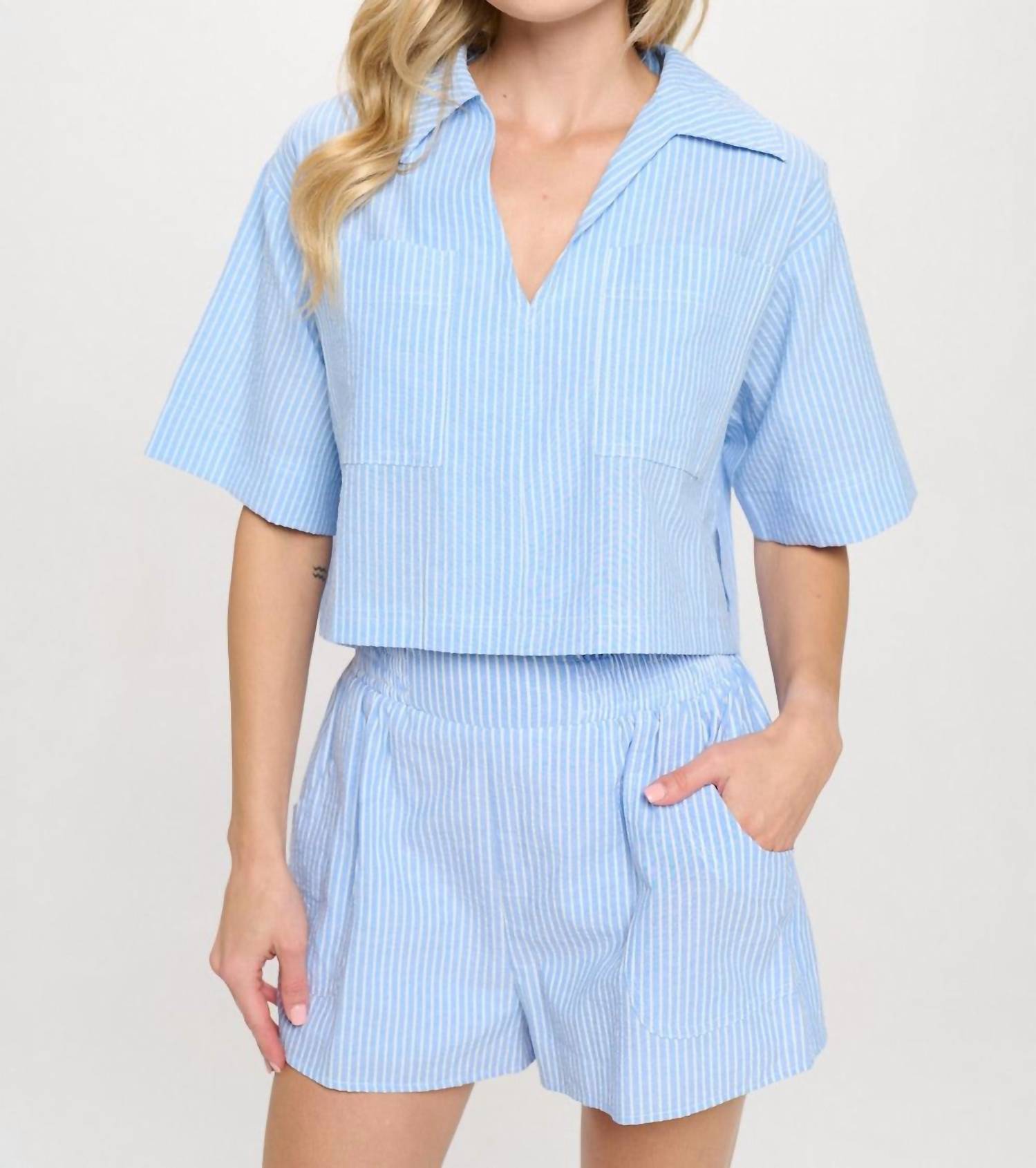 Meet Me In Santorini - Cerulean Stripe Set