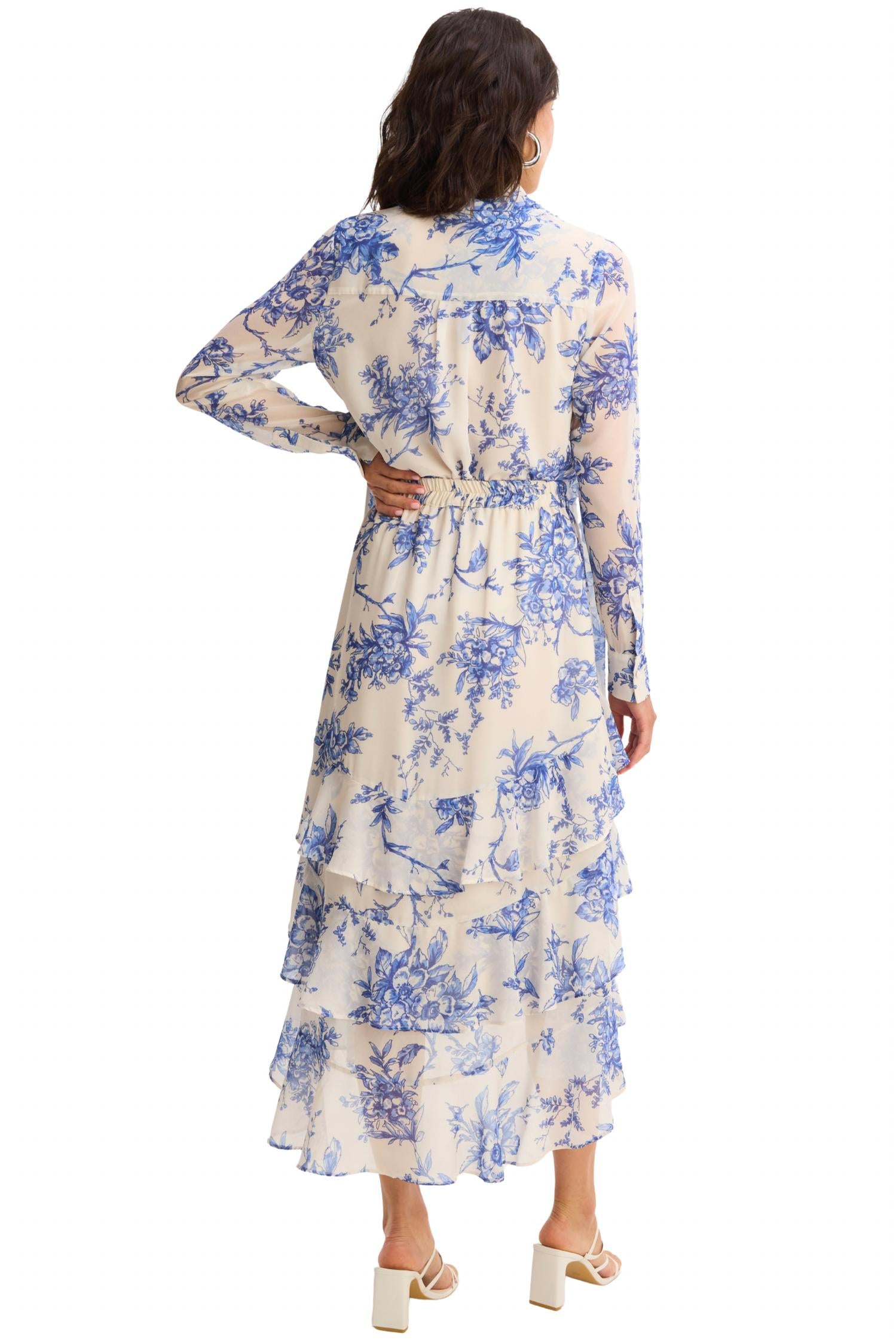 ALLISON NEW YORK Ella Midi Skirt in blue floral - women's skirt - alternate view