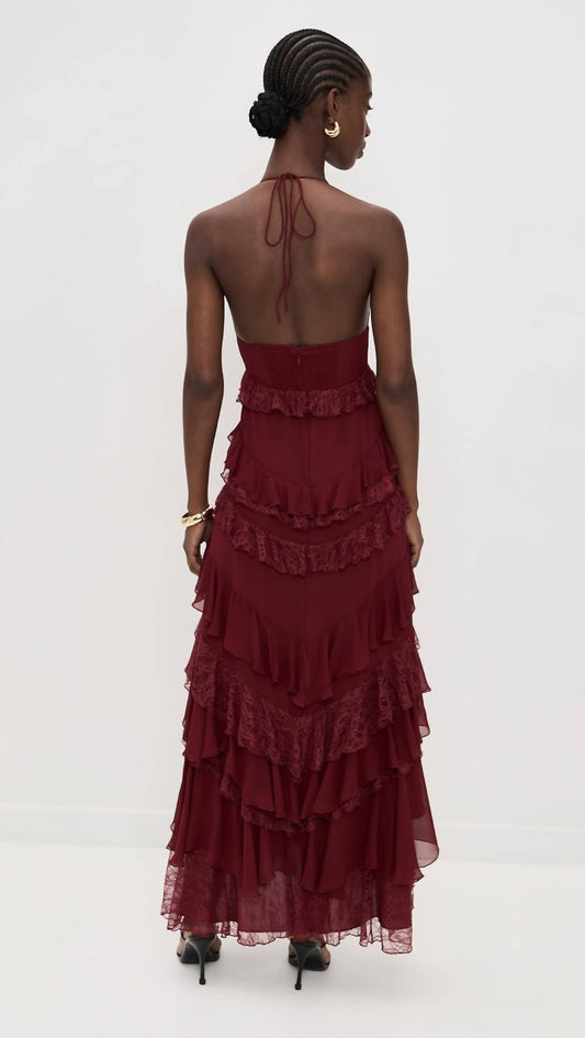 Alice + Olivia - Liana V Neck Ruffle Maxi Dress