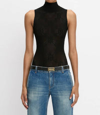VICTORIA BECKHAM Sleeveless High Neck Bodysuit in black - women's shirt