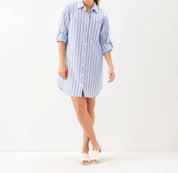 Karen Kane - Stripe Roll Tab Shirt Dress