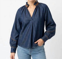 Thml - Denim Pop Collar Shirt