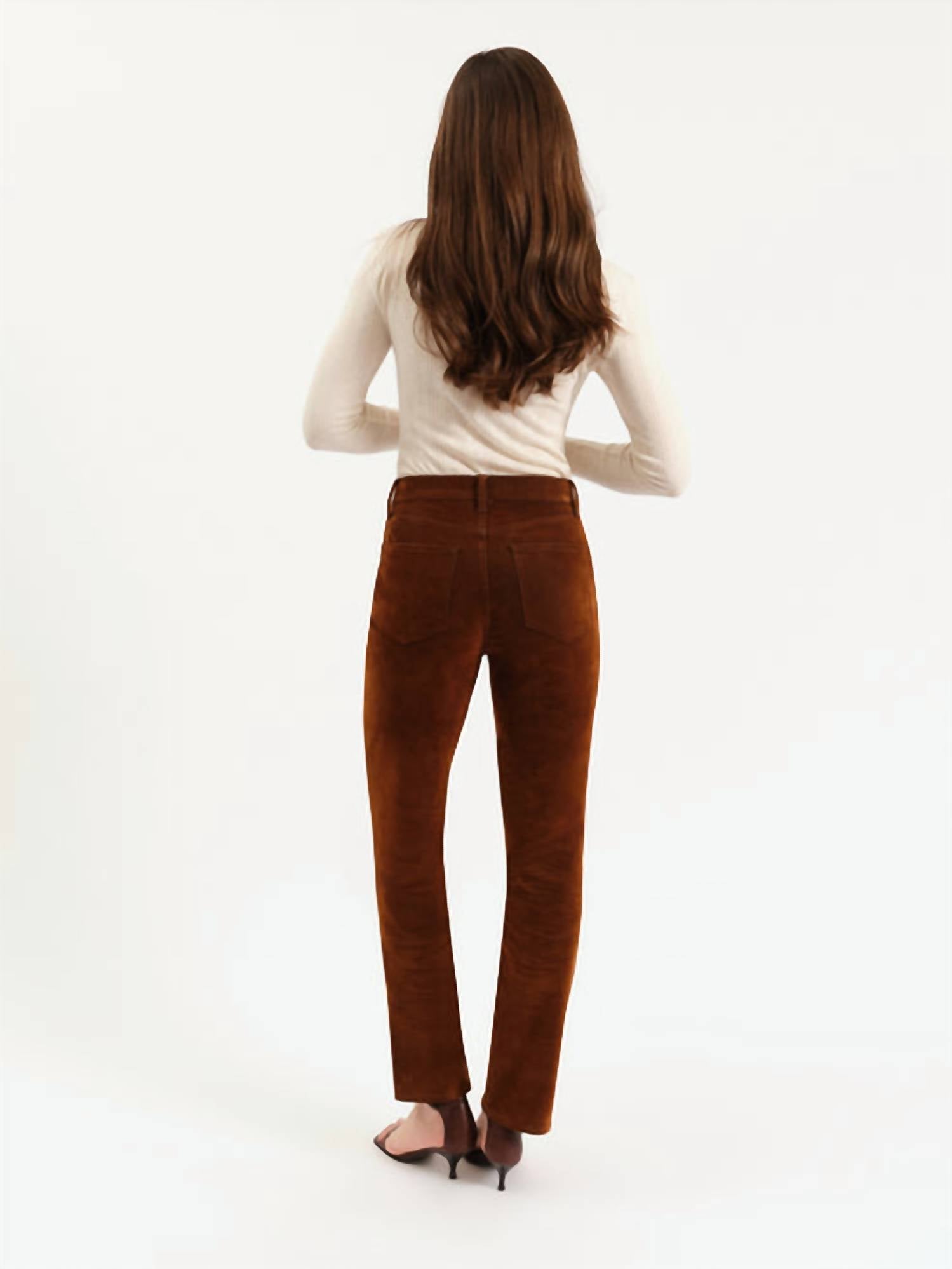 DAZE Smarty High Rise Slim Straight Pants in cognac 1 - women's pants - alternate view