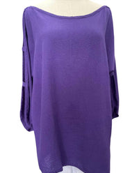 Oh My Gauze! Women's Magy Opened Sleeved Top in grape - women's blouse