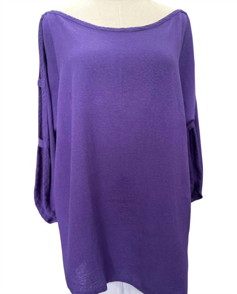 Oh My Gauze! Women's Magy Opened Sleeved Top in grape - women's blouse