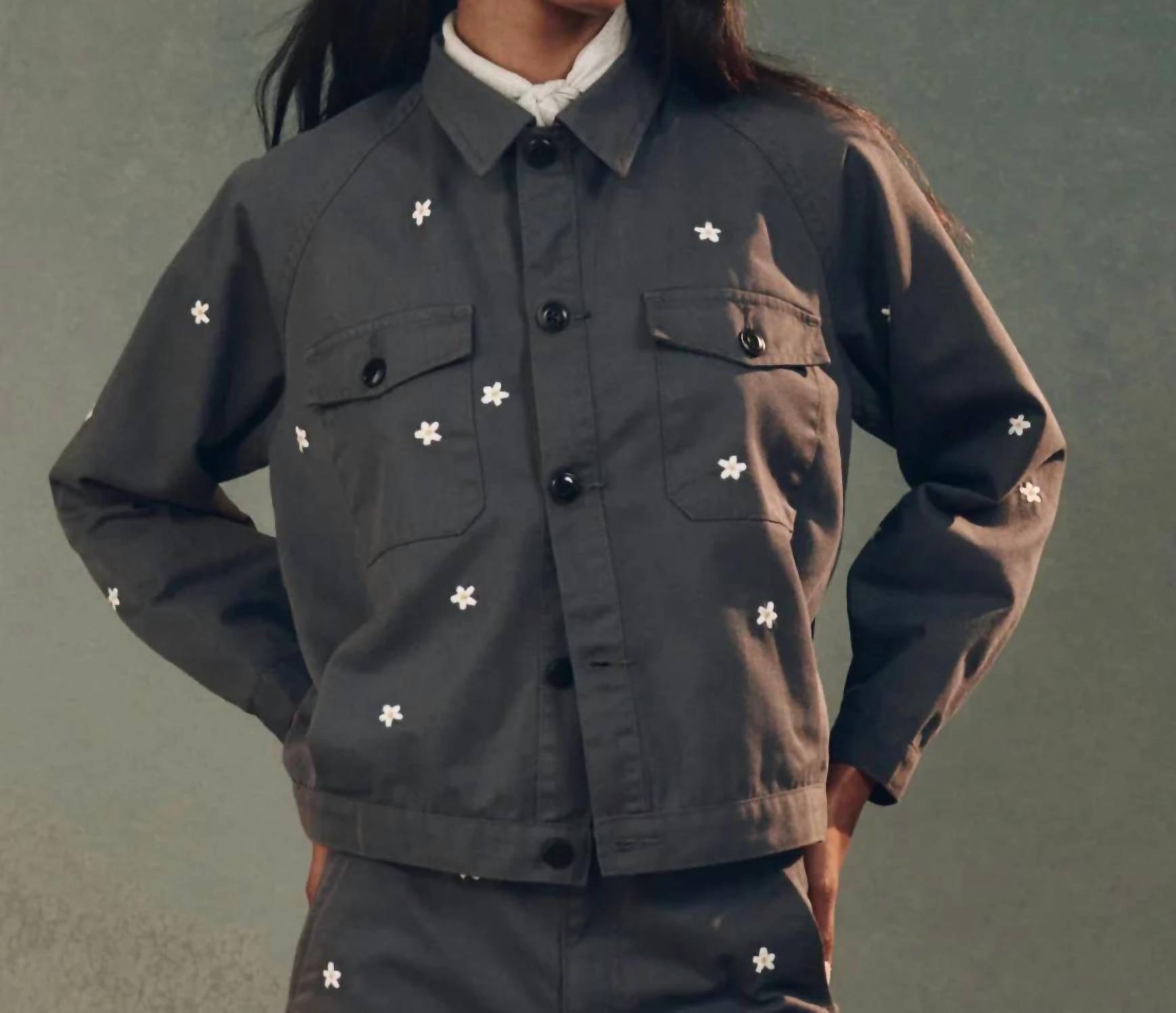 The Great. - Garage Jacket With Daisy Embroidery