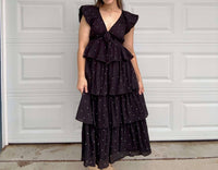 In The Beginning - Ruffle Polka Dot Midi Dress
